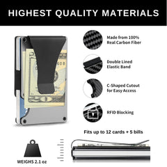 Carbon Fiber Minimalist Credit Card Holder & Money Clip Wallet for Men